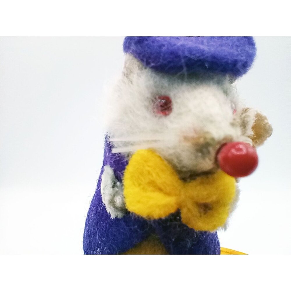 Little Mouse Factory Vintage Figure Fur Felt West Germany Purple & Yellow 2 Inch